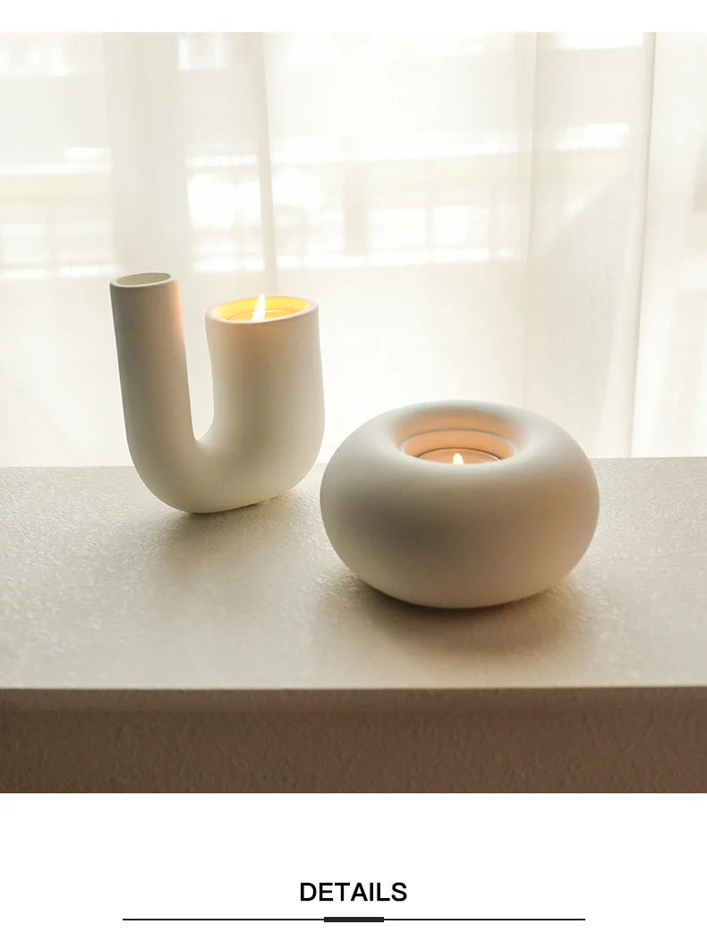 Nordic Ceramic Candlestick Holder White Candle Holders Candle Holder Wedding Table Living Room Home Ornament Decoration