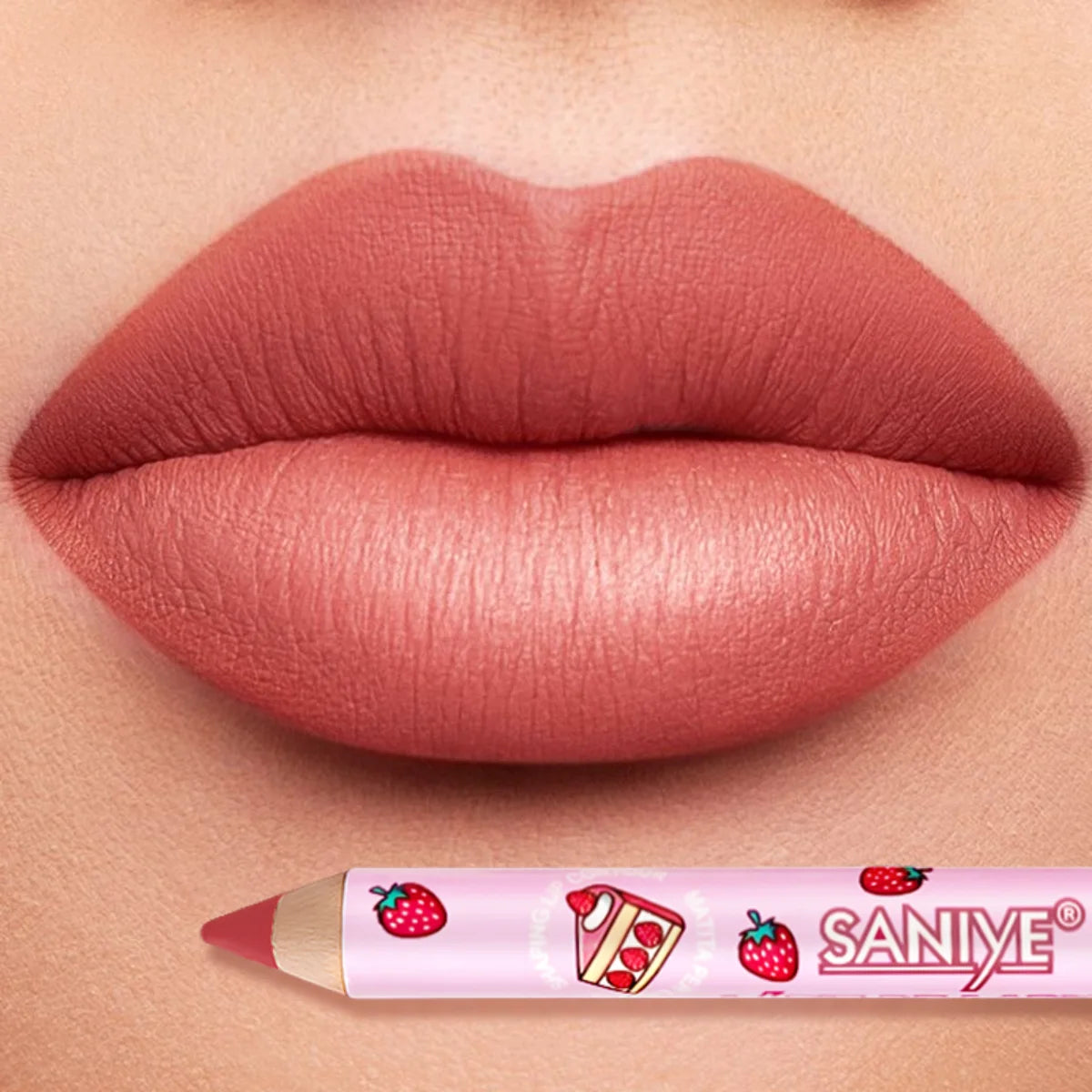 1pc Matte Lipstick & Liner Pen, Waterproof, Long-Lasting, Non-Stick, Berry Shades for All Skin Types, Makeup Pencils for Women