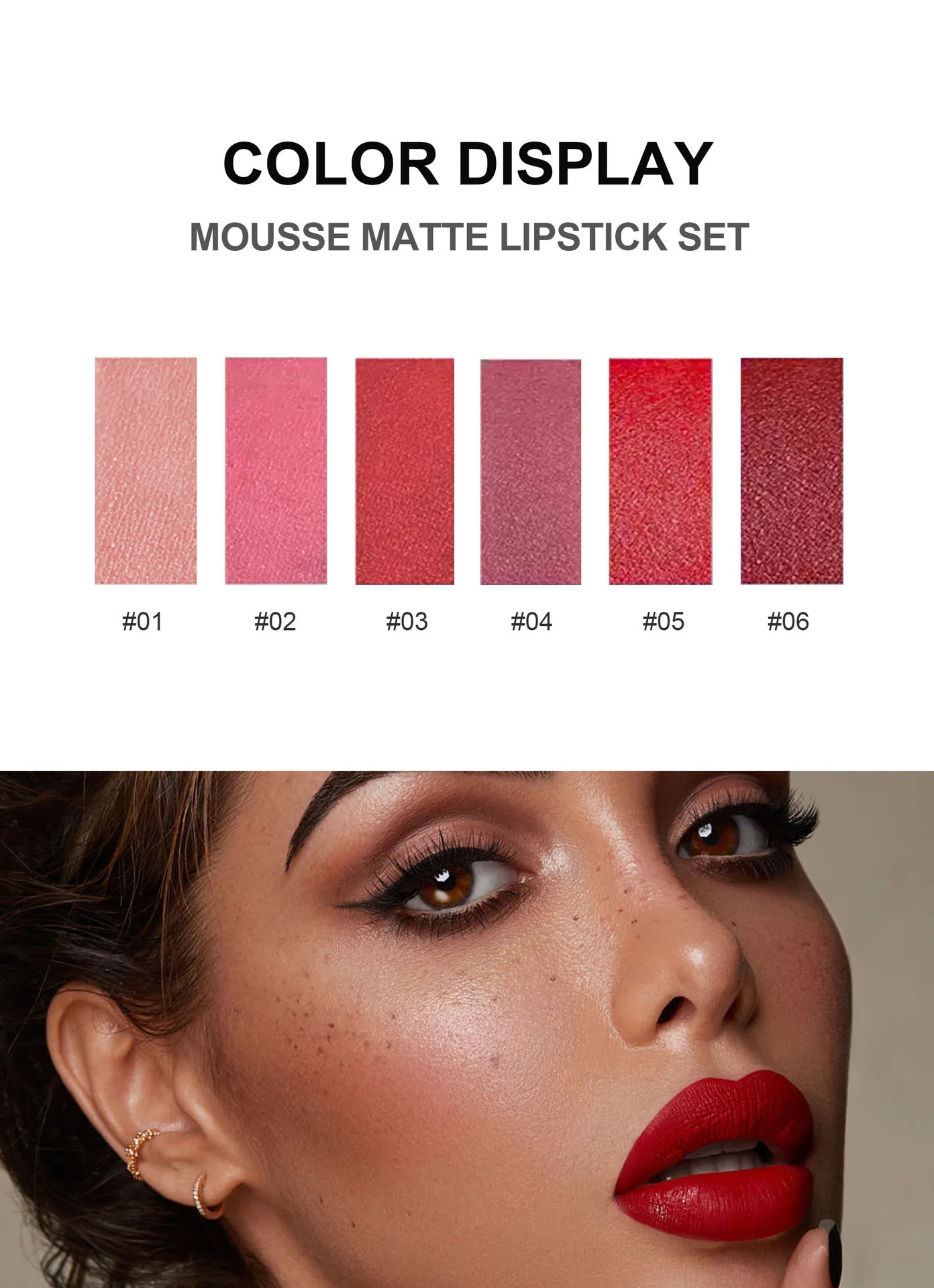 Matte Lipstick Set 6 Colors Velvet Texture Long Lasting Non Drying Lip Makeup Women Gift Box