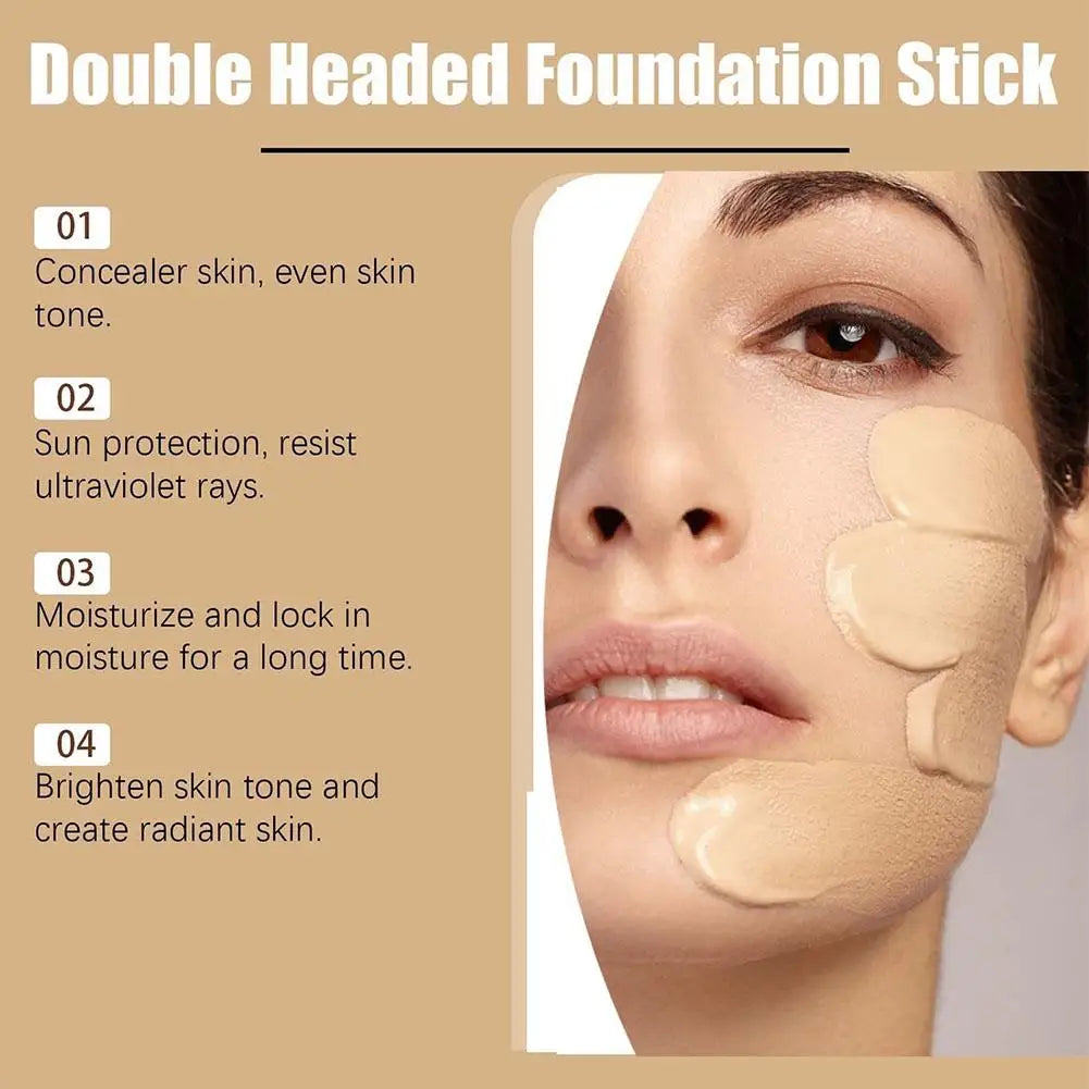 2-In-1 Matte Foundation Stick Lightweight Long-lasting Refreshing Full Coverage Dark Circles Corrector Facial Makeup
