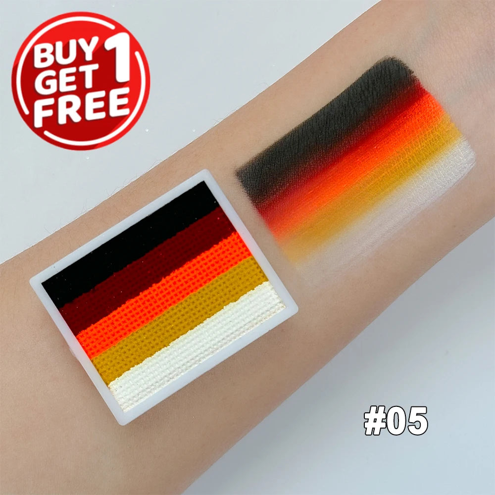 2pcs Rainbow Face & Body Paint,8g Split Cake Non-Toxic Paint Makeup Palette-Vibrant Mixed Colors For Festivals,Butterfly Makeup