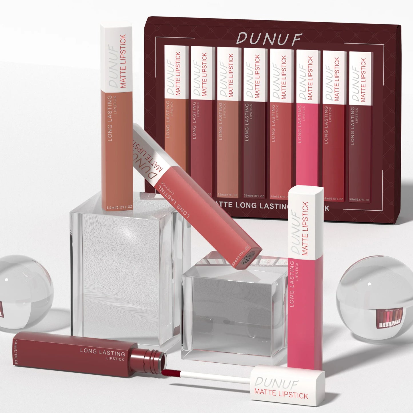 8PCS Long Lasting Matte Lipstick Set Waterproof Non Sticky Lip Glaze Never Fade Non Transfer Lipgloss