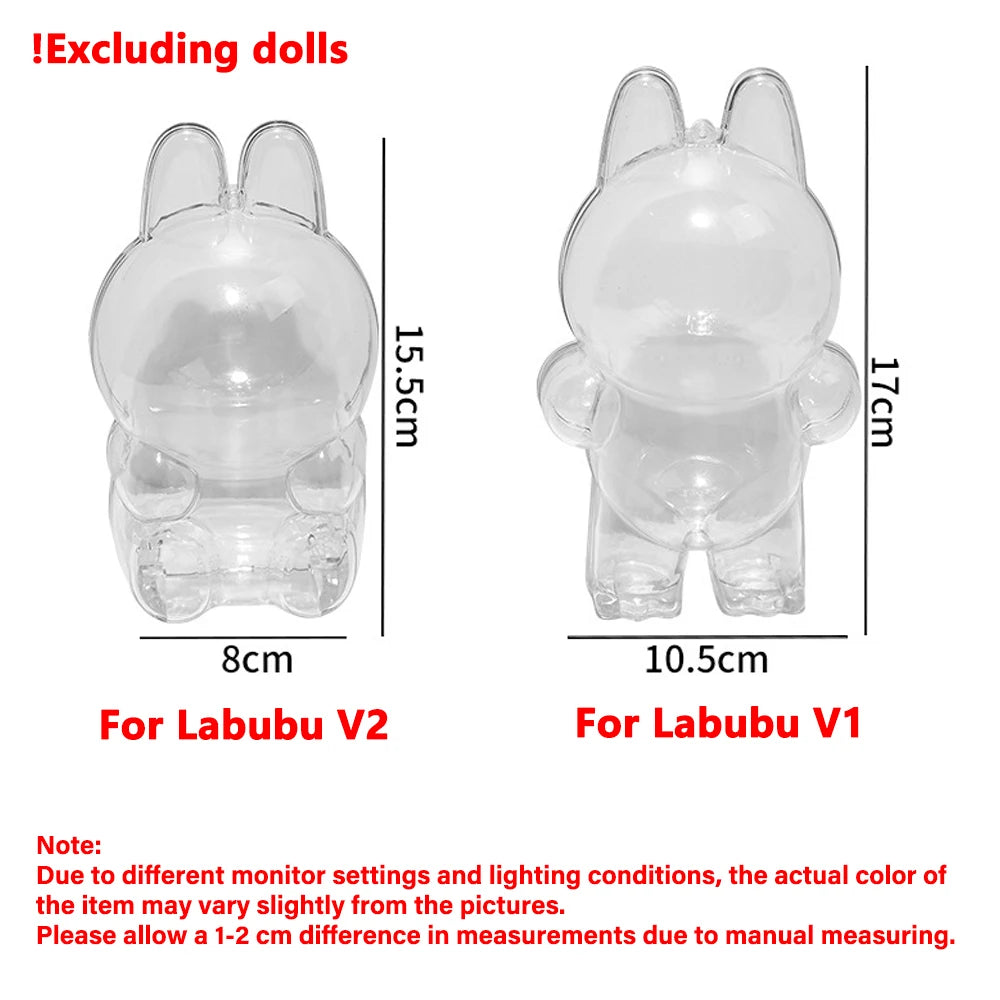 For Labubu Transparent Protective Cover For Labubu V1/V2/V3 Portable Storage Case Dust Display Bag Organizer Doll Accessories