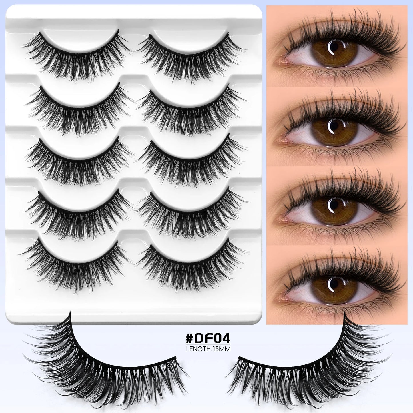 Veltrinay Fake Lashes 3D Mink Lashes Soft False Eyelashes Natural Thick Faux Mink Eyelashes Extention Makeup