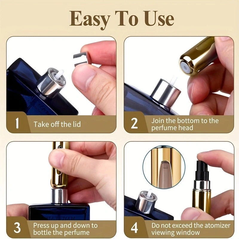 5 5ml Refillable Perfume Bottles, Mini Perfume Atomizer Bottles, Refillable Perfume Spray Scent Pump Case, Portable Empty Perfume Spray Bottles Suitable for Women and Men Travel