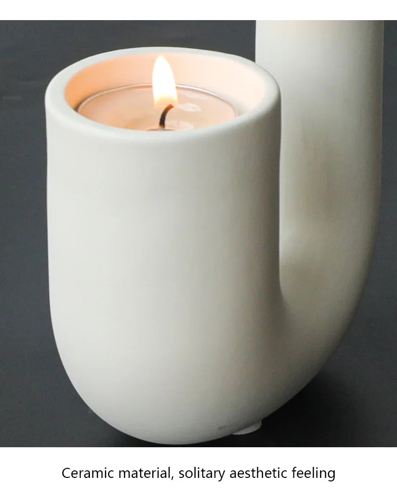 Nordic Ceramic Candlestick Holder White Candle Holders Candle Holder Wedding Table Living Room Home Ornament Decoration