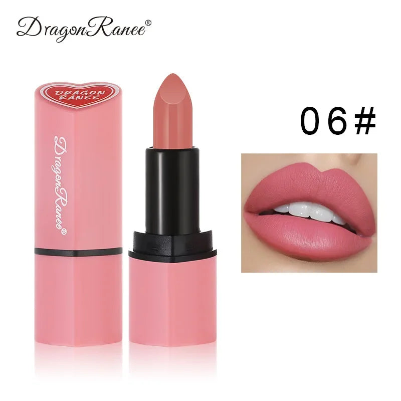 Cute Love Heart Lipstick Velvet Matte Nude Lipstick Pink Red Waterproof Lasting Lipsticks Stain Lip Balm Set Lip Tint Makeup
