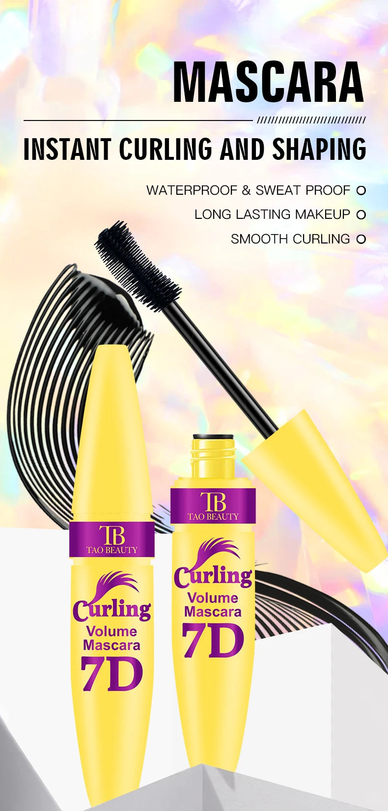 Black Waterproof Mascara for All Lengthening Makeup Products Eyelash Extension Curling Eye Lashes Mascara 7D Effect Eye Cosmetic