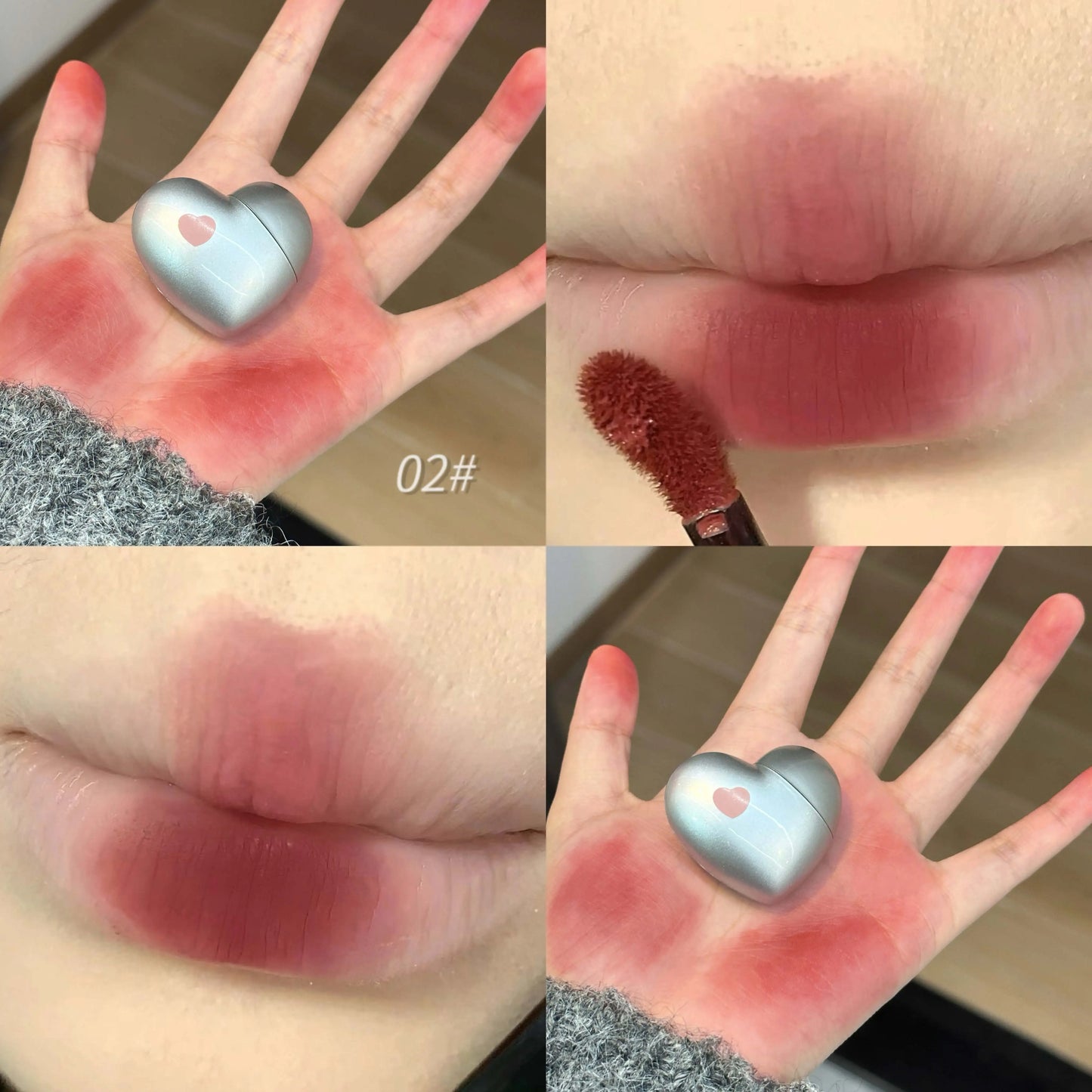 Black Silver Heart Lipstick Velvet Matte Lip Mud Clay Lip Gloss Liquid Lip Tint Cream Pigment Long Lasting Silky Lips Cosmetics