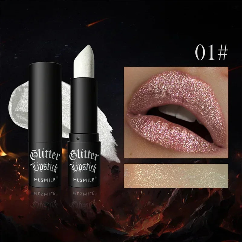 MLSMILE Multi-Color Non-stick Cup Matte Lipstick Lasting Easy Color Black Diamond Lipstick Shimmer Lip Gloss Dark Halloween Look