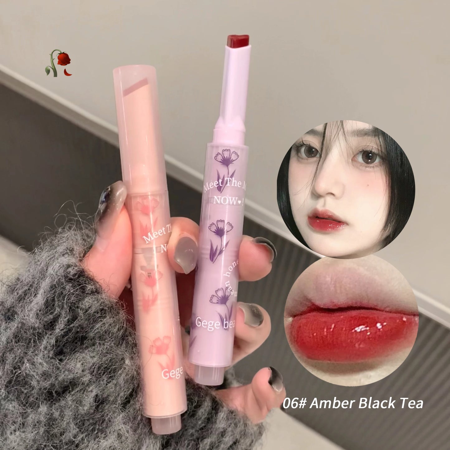 Jelly Heart Lipstick Gogo Little Bear Flower Language Secret Meaning Moisturizing and Hydrating Color Lipstick Pen