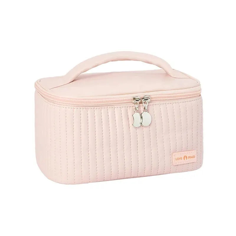 Makeup Bags for Women Travel Toiletry Cute Cases Bag Portable Solid Color Makeup Organizer Box Cosmetic Bag Neceser PU Leather