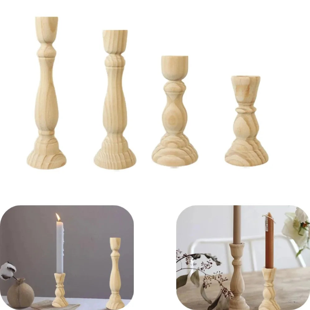 Wooden Candle Holder For Wedding Decorations Retro Wood Classic Candlestick andle Stand Party Living Room Home Decoration