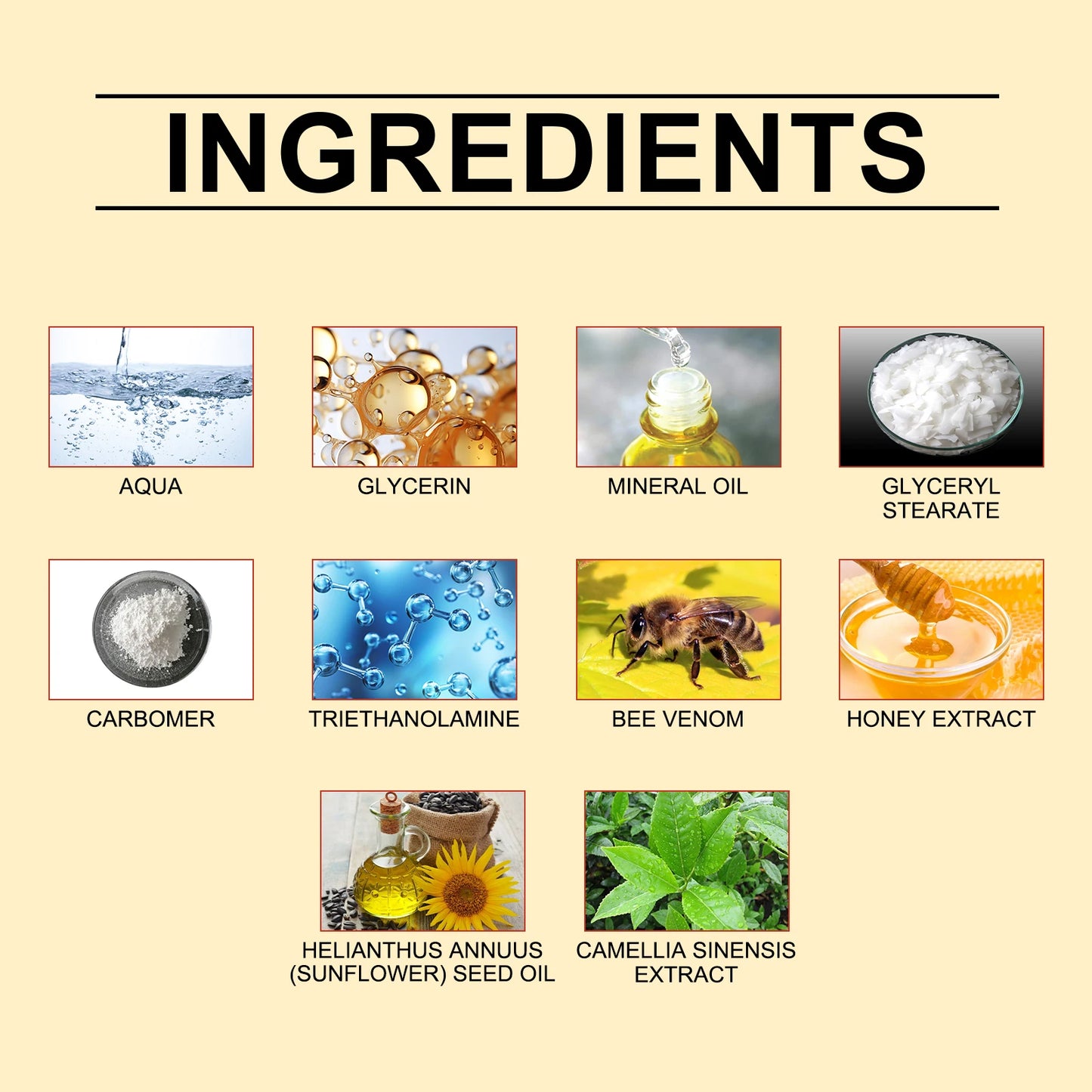 Bee Venom Skin Care Serum Cream Relieve Dry Skin Nourishing Skin Elastic Moisturizing Tightening Smoothing Brightening Cream