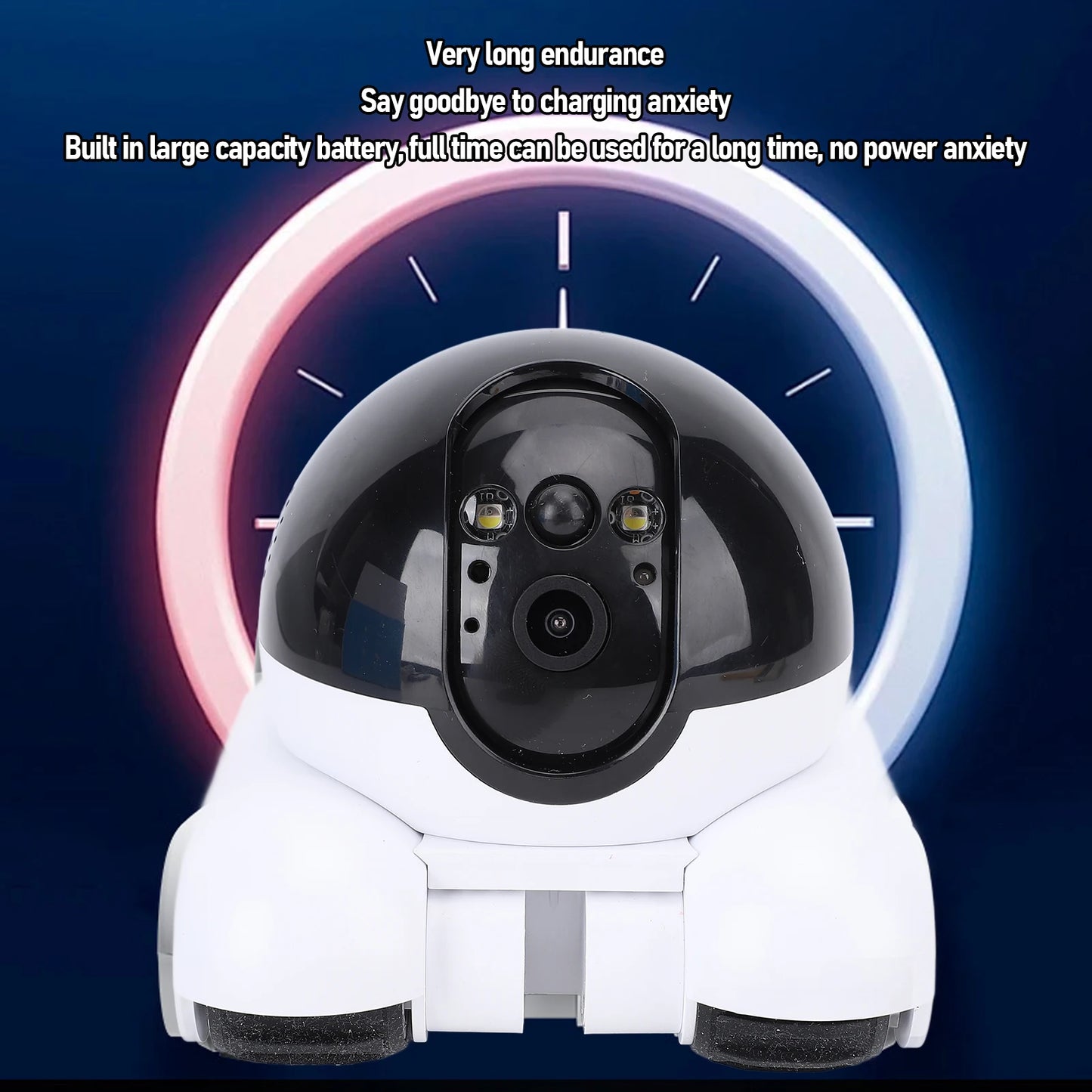 Indoor Security Camera 2MP Double Lens 5200mAh Rechargeable Battery APP Remote Control Pet Robot Camera for Home for Cats Dogs