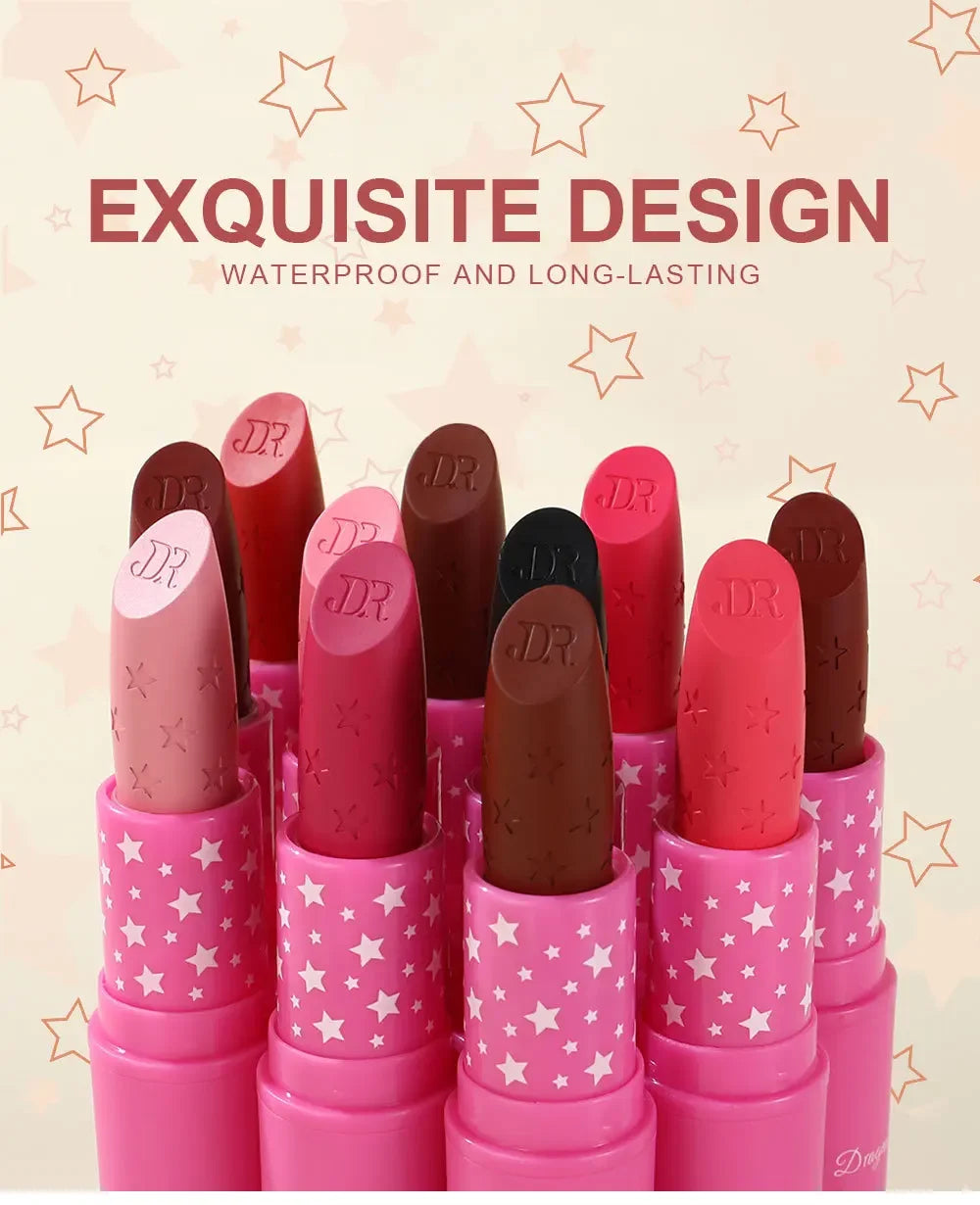 9 Colors Waterproof Rose Red Velvet Matte Lipstick Moisturizing Long Lasting Stars Not Easy To Fade Nude Lip Tint Black Lipstick