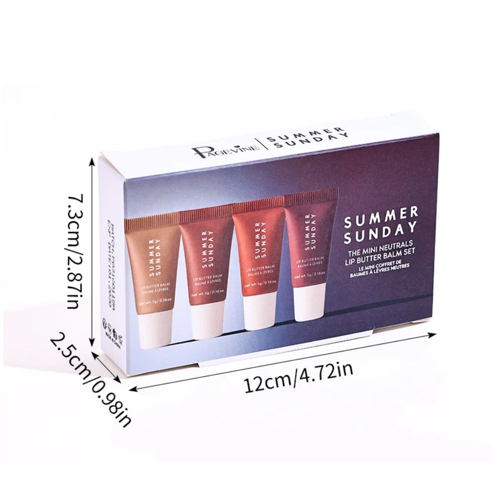 4-Color Long-Lasting Lip Gloss Set Liquid Matte Lipstick Lip Gloss Non-Stick Cup Waterproof Korean Cosmetics Women's Cosmetics