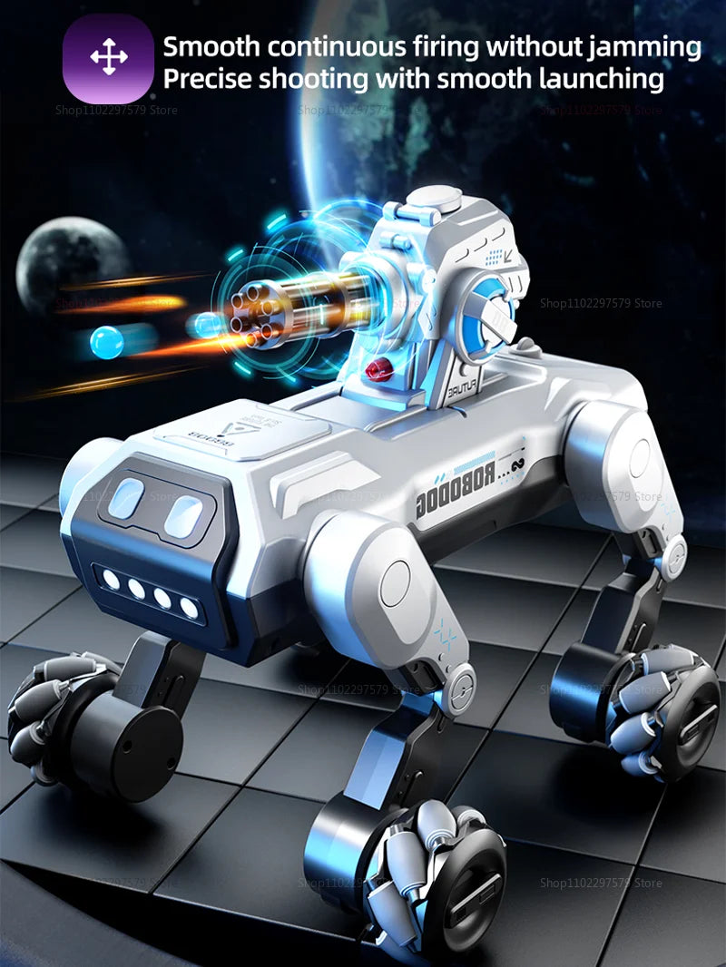 2025 New 2.4G Remote Control Robot Dog with Singing Dancing Follow Mode 360° Rotating launching Cannon Puppy Toys Gifts For Kid