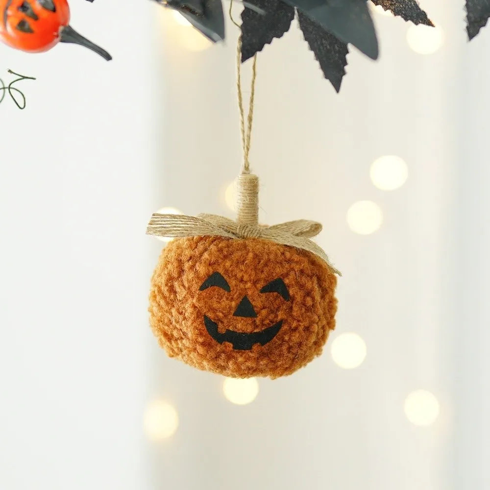 Funny Halloween Hanging Pendant Cute Soft Pumpkin Face Doll Ornament Flocking Fabric Pumpkin Halloween Decoration