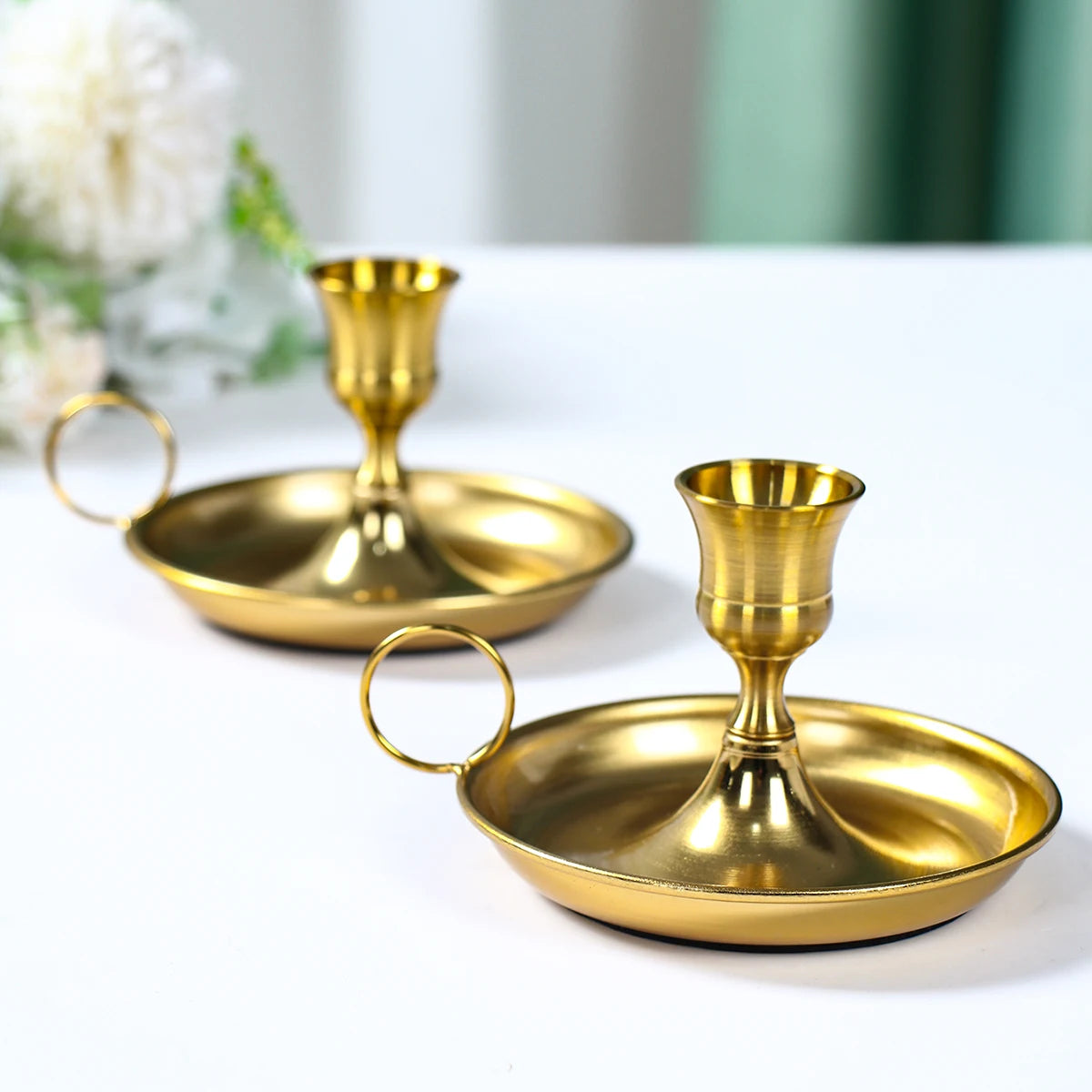 Metal Candle Holder Desktop Candlestick Adornment Candle Holder With Handle Centerpiece Dining Table Wedding Festive Decoration