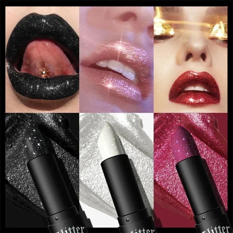 MLSMILE Multi-Color Non-stick Cup Matte Lipstick Lasting Easy Color Black Diamond Lipstick Shimmer Lip Gloss Dark Halloween Look