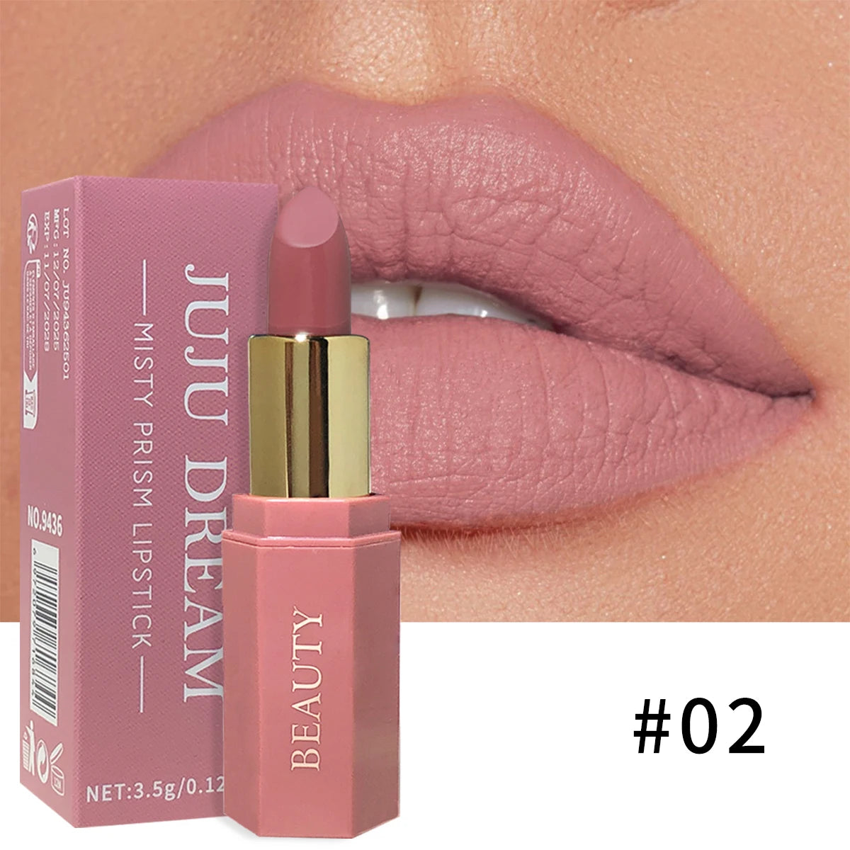 JUJU DREAM Six-color matte lipstick, non-fading non-stick cup, long-lasting velvet luster, matte lipstick waterproof lipstick