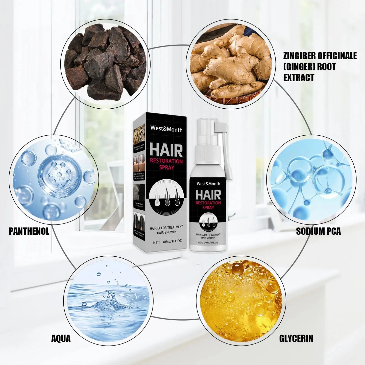 Gray White Hair Treatment Serum Spray Cover White Hair To Black Natural Color Repair Anti Loss Hair Restore Healthy Hair Care