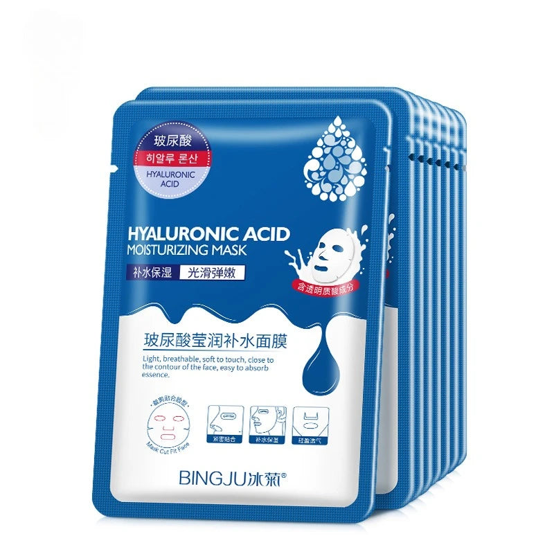 10pcs Hyaluronic Acid Hydrating Facial Mask Sheet Masks for Face Hydrating Shrinking Pores Moisturizing Face Masks Skin Care