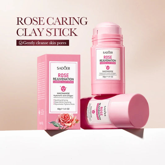 SADOER Rose Face Masks Stick Clay Mask Shrink Pores Deep Blackhead Remover Facial Cleansing Moisturizing