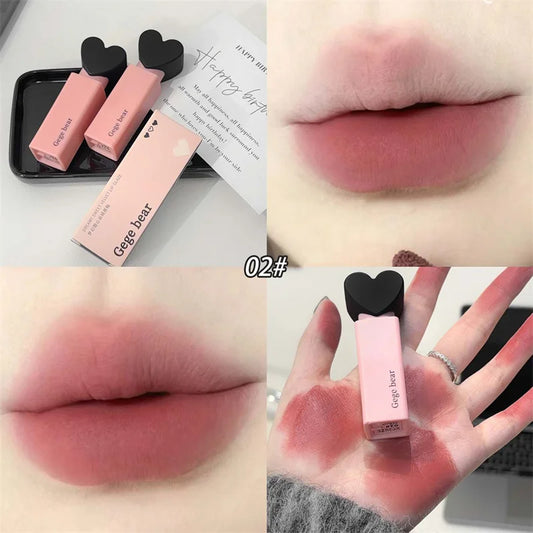 Dream Love Heart Lipstick Velvet Matte Lip Mud Clay Lip Gloss Liquid Lip Tint Cream Pigment Long Lasting Silky Lips Cosmetics
