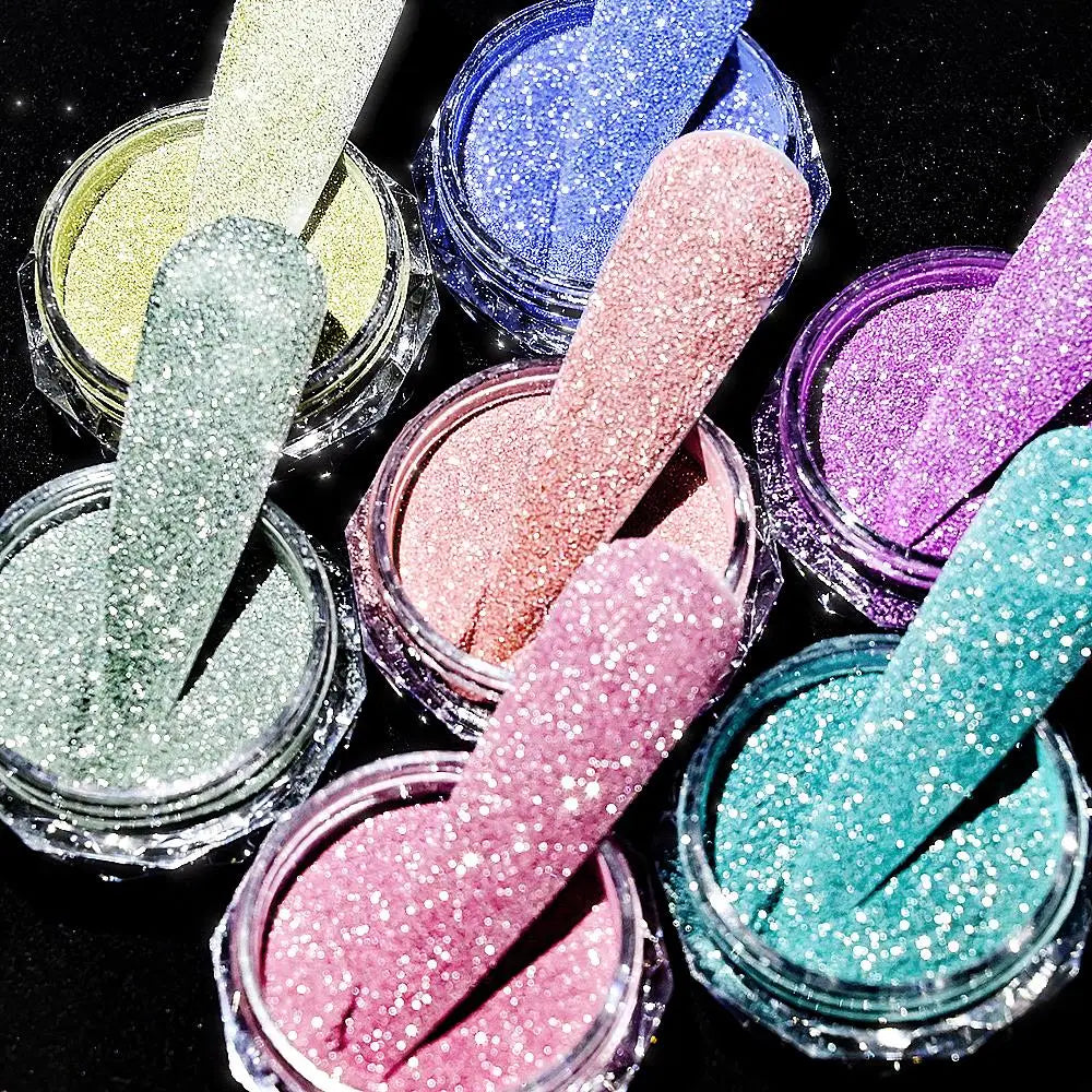 1Box Reflective Thermal Glitter Nail Powder Pink/Blue Temperature Color Change Chrome Pigment Shinning Nail Art Glitter Dust #FT