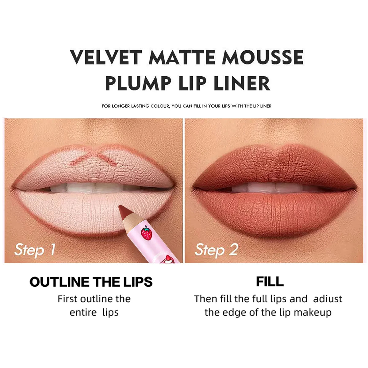 1pc Matte Lipstick & Liner Pen, Waterproof, Long-Lasting, Non-Stick, Berry Shades for All Skin Types, Makeup Pencils for Women