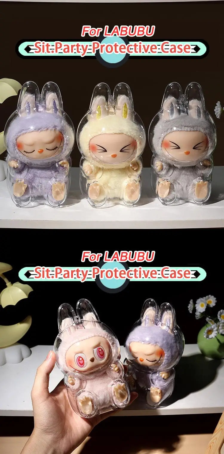 The Monsters Labubu Transparent Protective Case V1 and V2 Macaron Display Storage Organizer Box Labubus Accessories Gifts