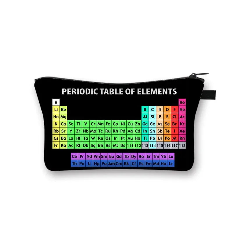 Periodic Table of Elements Print Cosmetic Case Science Chemistry Makeup Storage Pouch Beauty Bag Napkin Bag Lipstick Bag Gift