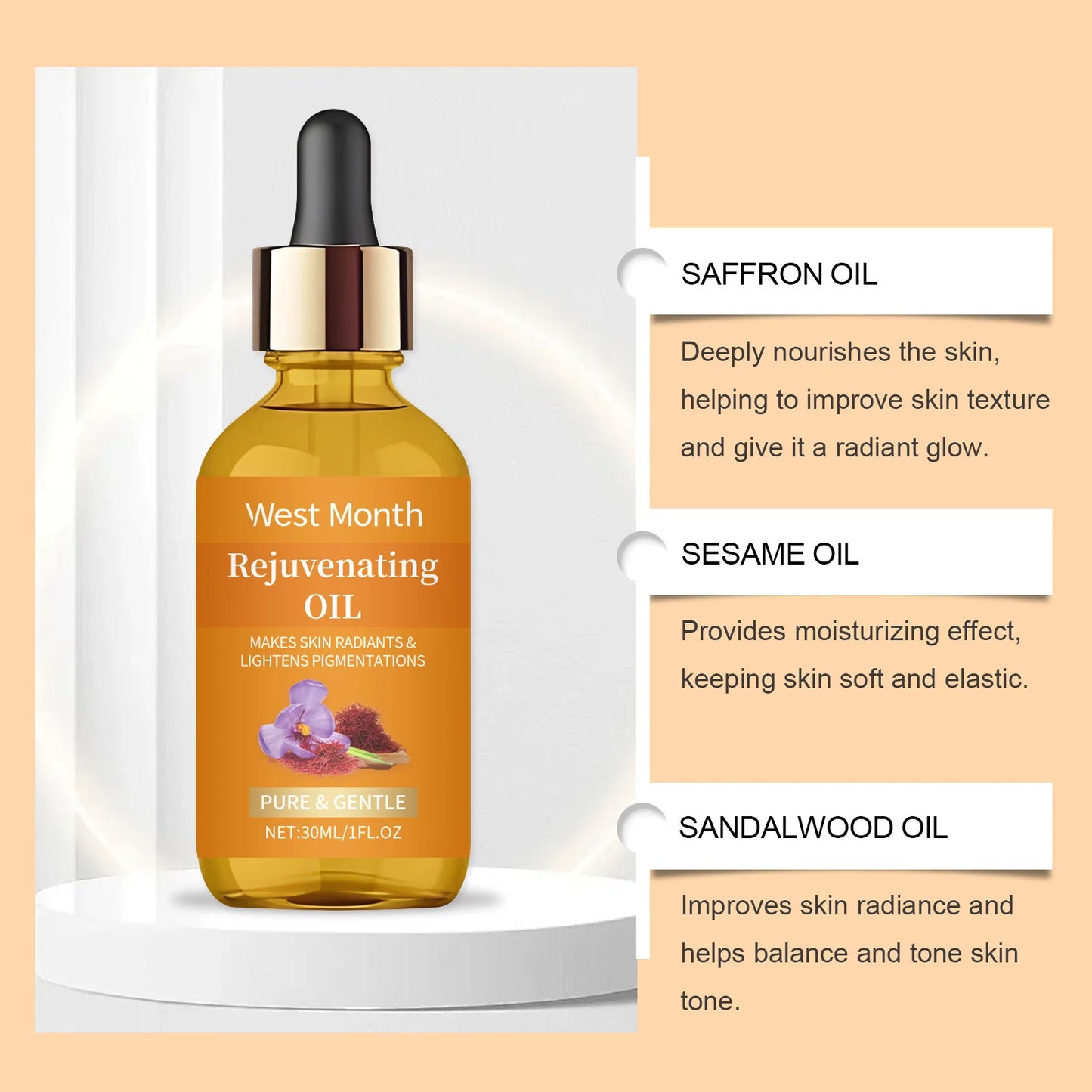 Gentle moisturizing anti-aging saffron facial serum
