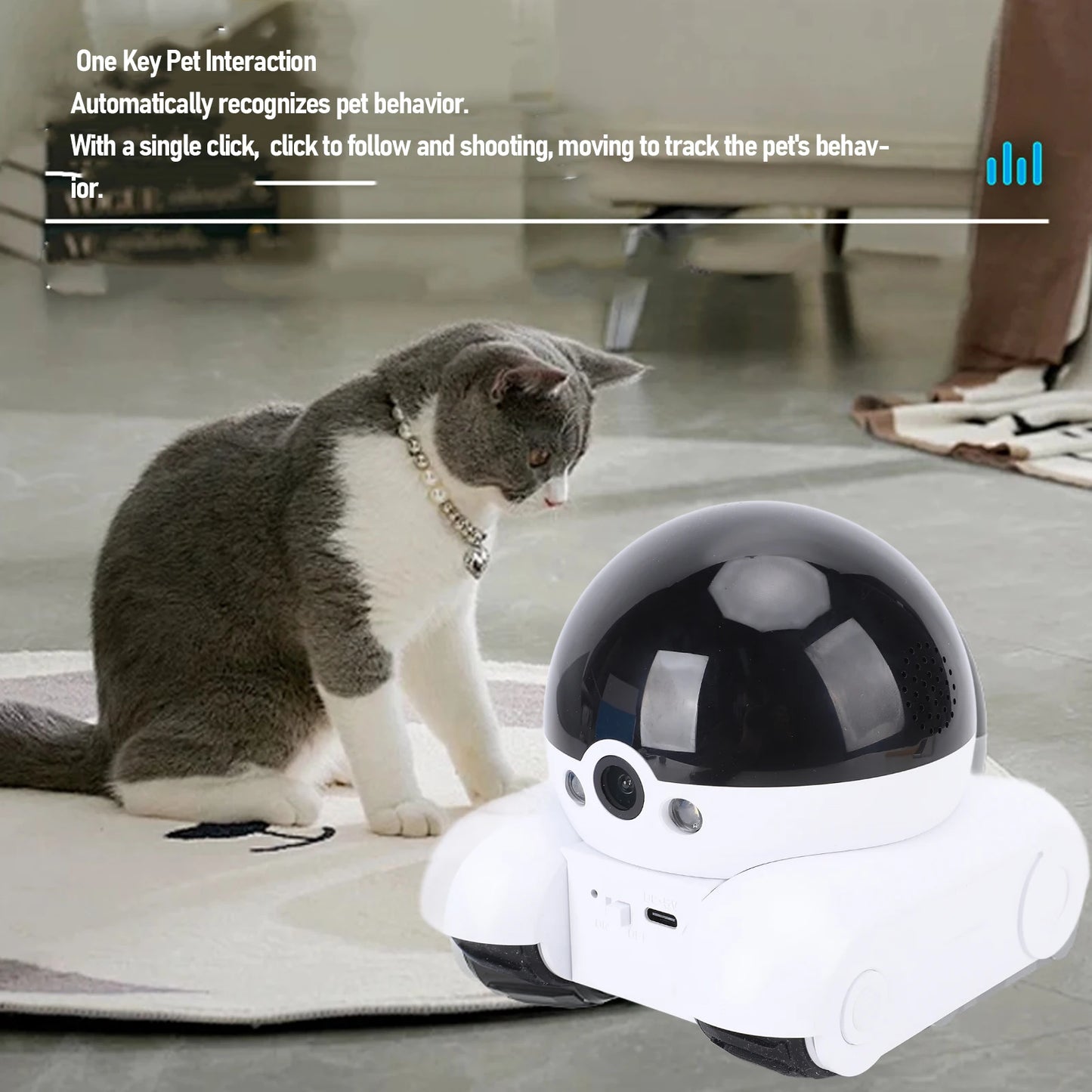 Indoor Security Camera 2MP Double Lens 5200mAh Rechargeable Battery APP Remote Control Pet Robot Camera for Home for Cats Dogs
