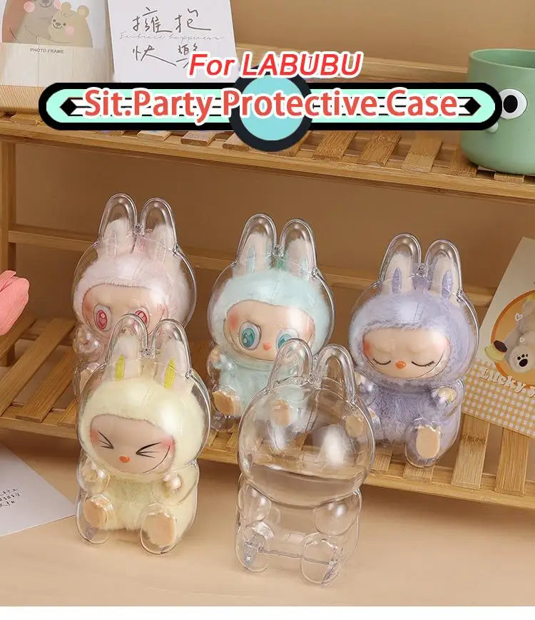 The Monsters Labubu Transparent Protective Case V1 and V2 Macaron Display Storage Organizer Box Labubus Accessories Gifts
