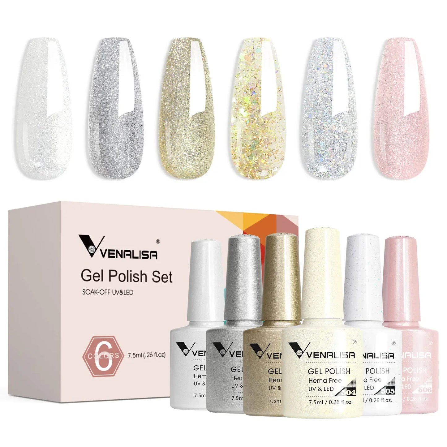 Venalisa Nail Gel Polish Fall Nails HEMA/TPO FREE Winter Christmas Color Kit Soak off UV LED Semi Permanent Nail Gel 6pcs Kit