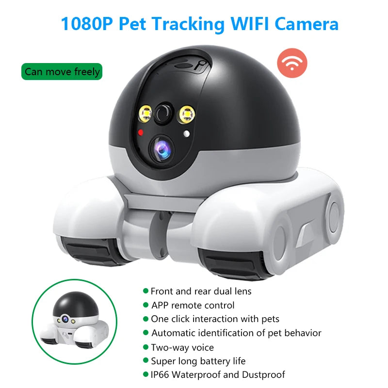 1080P Pet Tracking WIFI Camera Home Security Protection Surveillance Camera Mobile APP Remote Control Baby Pet Monitor Robot Cam