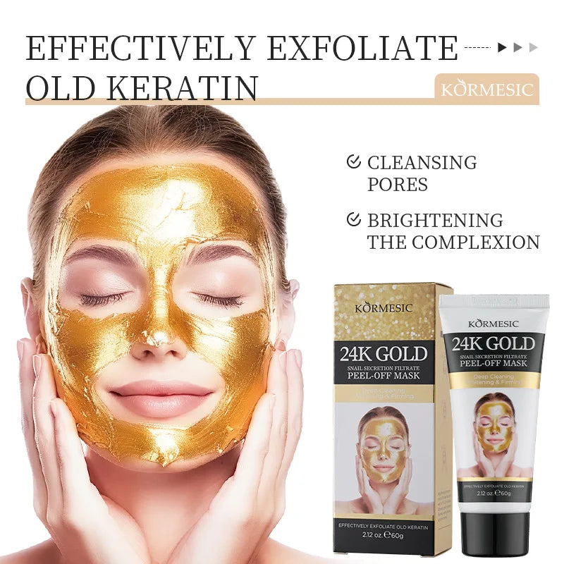 Kormesic 24K Gold Snail Peel-Off Facial Mask Moisturizing Nourishing Hydrating Face Masks Skin Care Products