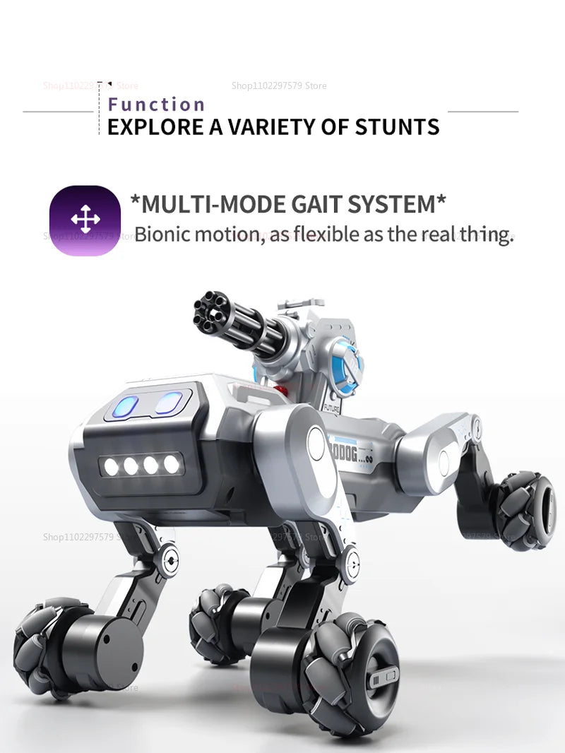 2025 New 2.4G Remote Control Robot Dog with Singing Dancing Follow Mode 360° Rotating launching Cannon Puppy Toys Gifts For Kid