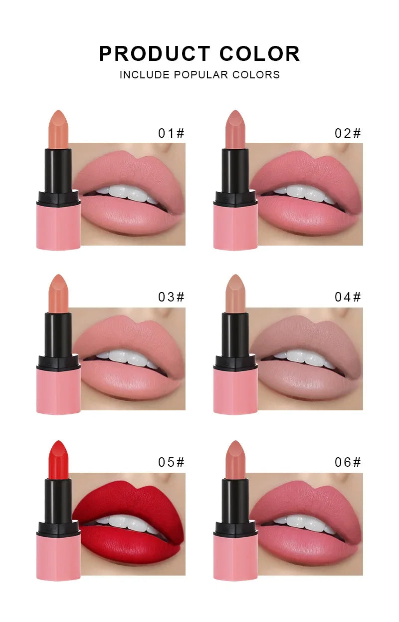 Cute Love Heart Lipstick Velvet Matte Nude Lipstick Pink Red Waterproof Lasting Lipsticks Stain Lip Balm Set Lip Tint Makeup