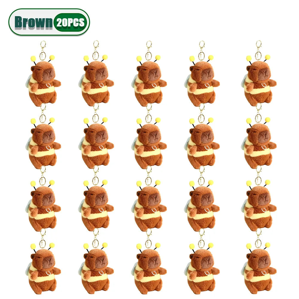 Cute Cartoon Capybara Pendant Capybara Drawing Jitterbug Wings Bee Water Dolphin Keychain  Plush Bee  Doll Bag Hanging Ornaments