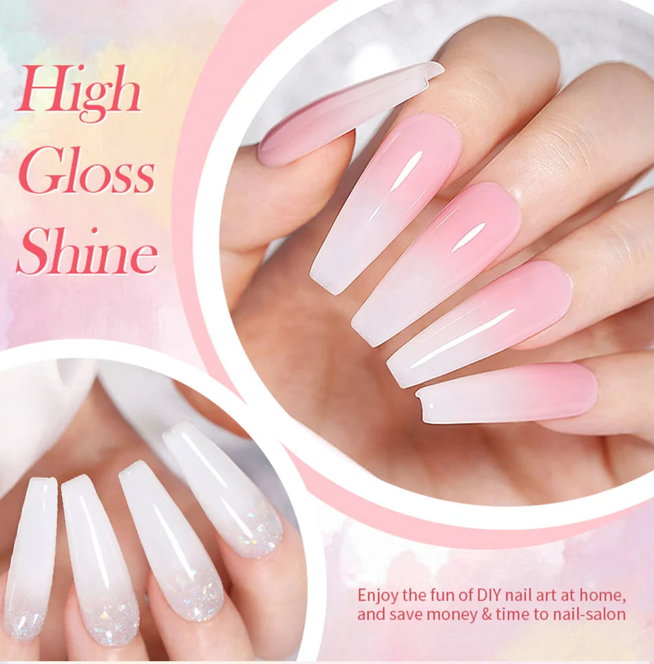 BORN PRETTY 15ml Milky Pink Rubber Base Gel Nail Polish Glitter Semi-Permanent Varnish Soak Off Self Leveling UV LED Polish