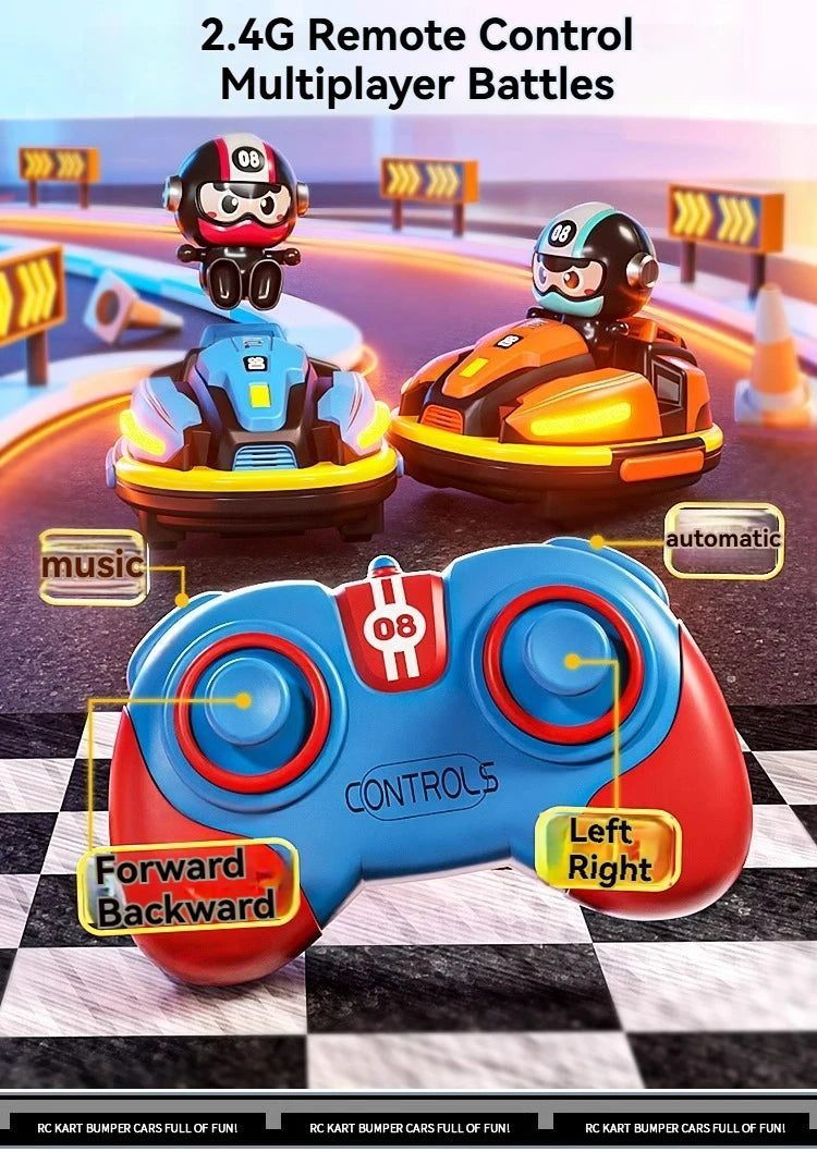RC Football Sports Battle Bumper Car Toy for Kid Catapult Robot Karting Toy with Music Light RC Game for Boy Girl Family Battles