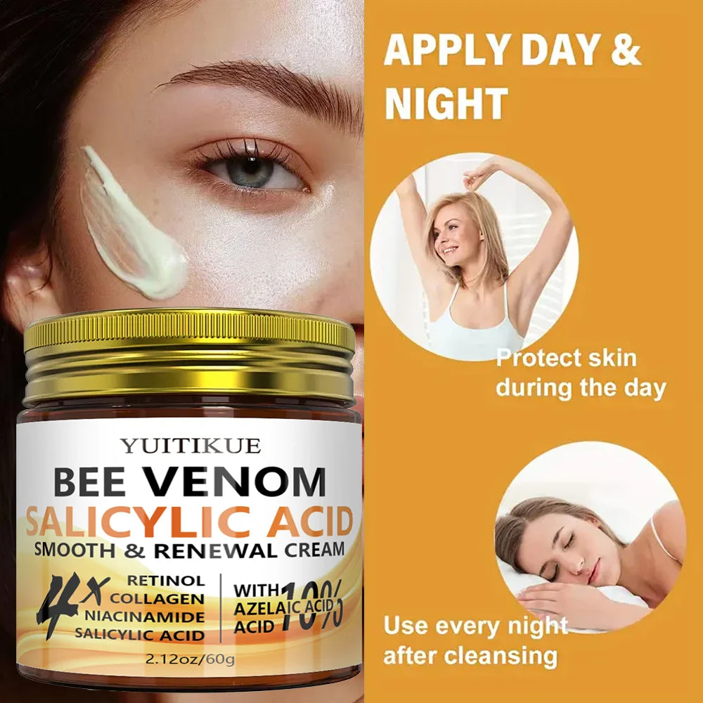 Bee Venom Firming Lift Cream 4-in-1, moisturizes and lifts sagging skin, contains salicylic acid, suitable for all skin types