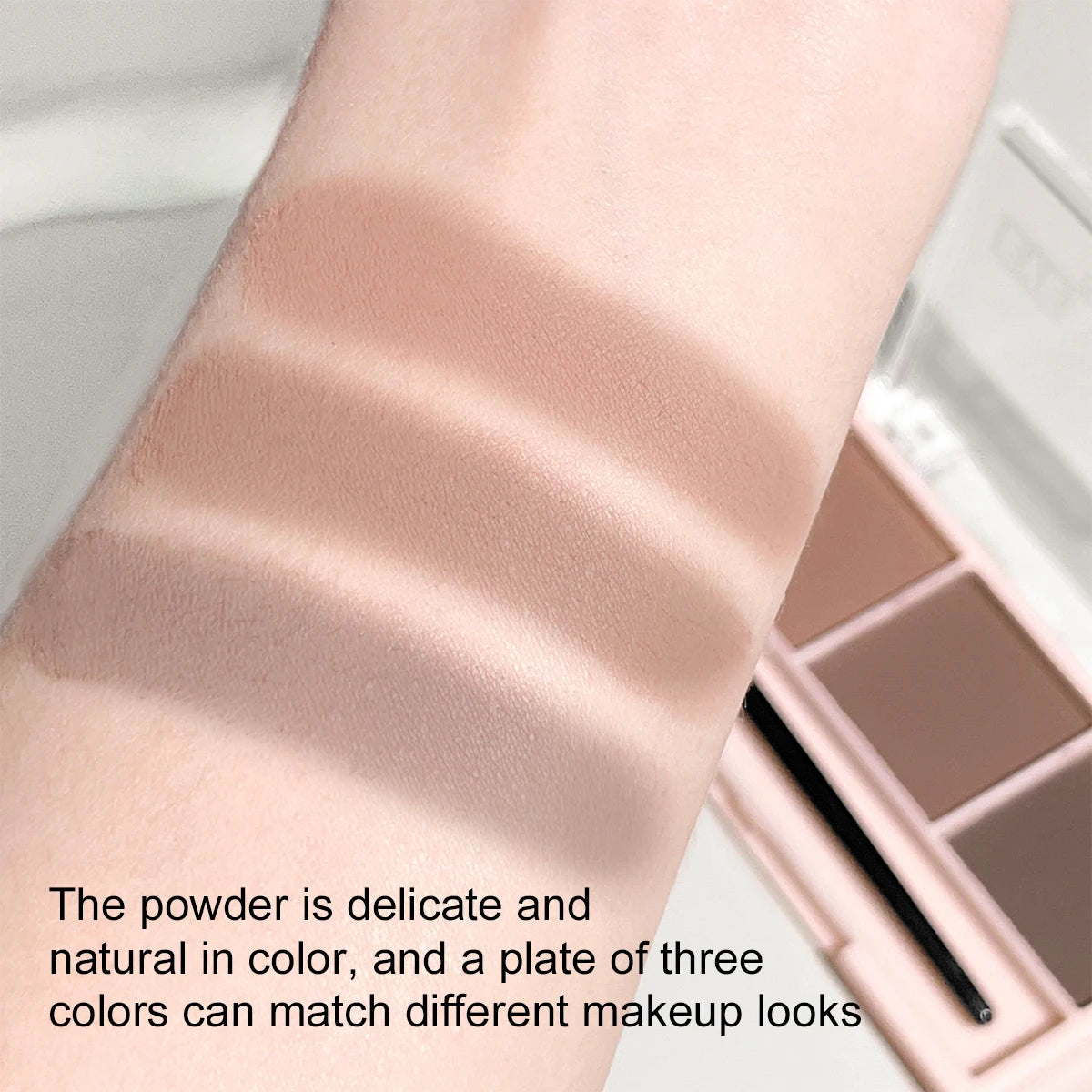 3-Color Brow Powder Set with Brush - Long-lasting, color-resistant, versatile contour makeup set for natural, three-dimensional