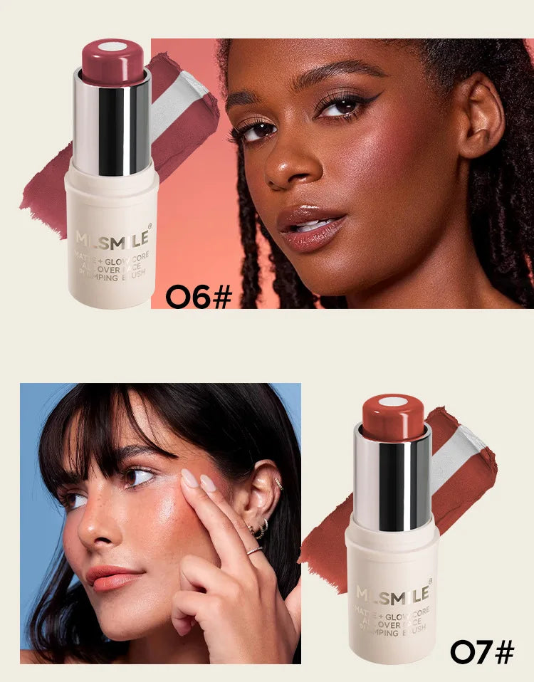 Multi-Tone Creamy Blush Stick Makeup Long-Lasting Waterproof Simple High-End Lip Cheek Tint High Pigment Hydrating Pink Blusher