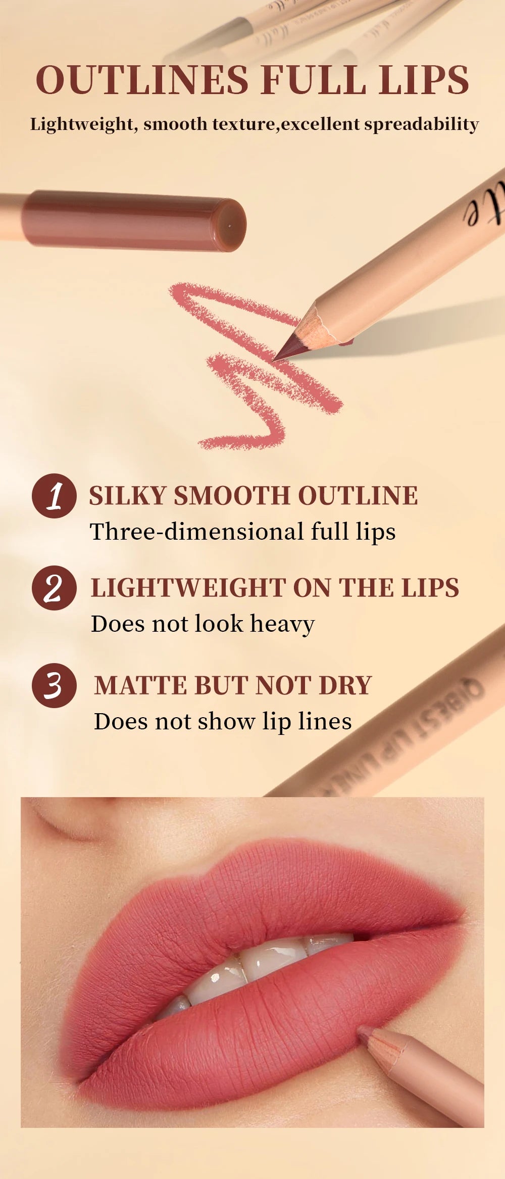 12Color Matte Lipstick Lipliner Set Nude Soft Matte Lip Liner Set Non-Drying Waterproof Plumping Outline The Lips Contour Makeup