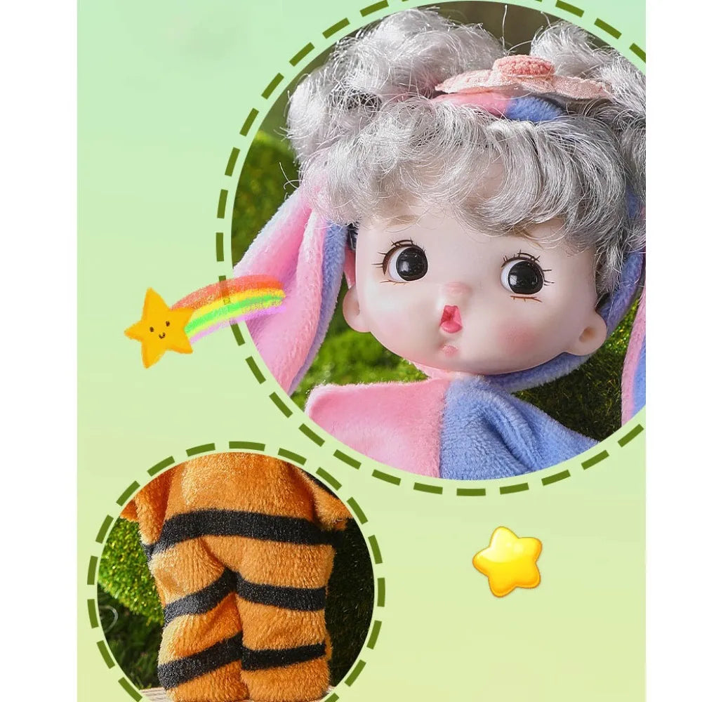 Cute Smile Baby Series Rebirth Doll Cute 8 Inch Mini Doll Animal Pattern Clothes Children's Toy Toy Figurine Birthday Gift